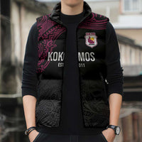 Queensland Papua New Guinea Custom Sleeveless Puffer Jacket All Black Pacific PNG Tribal Style LT9 - Polynesian Pride