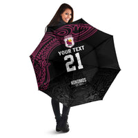 Queensland Papua New Guinea Custom Umbrella All Black Pacific PNG Tribal Style LT9 - Polynesian Pride