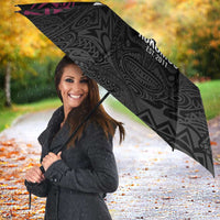 Queensland Papua New Guinea Custom Umbrella All Black Pacific PNG Tribal Style LT9 - Polynesian Pride