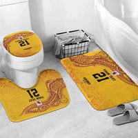 Queensland Papua New Guinea Custom Bathroom Set All Gold Pacific PNG Tribal Style LT9 Mat Set Only (3 pcs) One Size Gold - Polynesian Pride