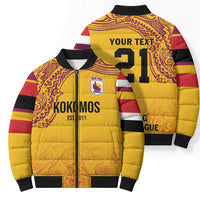 Queensland Papua New Guinea Custom Bomber Puffer Jacket All Gold Pacific PNG Tribal Style LT9 - Polynesian Pride