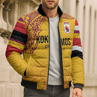 Queensland Papua New Guinea Custom Bomber Puffer Jacket All Gold Pacific PNG Tribal Style LT9 - Polynesian Pride