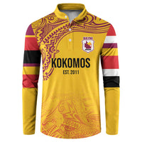 Queensland Papua New Guinea Custom Button Sweatshirt All Gold Pacific PNG Tribal Style