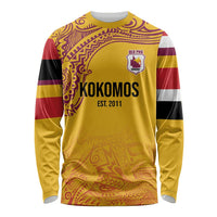 Queensland Papua New Guinea Custom Long Sleeve Shirt All Gold Pacific PNG Tribal Style