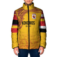 Queensland Papua New Guinea Custom Padded Jacket All Gold Pacific PNG Tribal Style LT9 Men Gold - Polynesian Pride