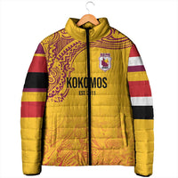 Queensland Papua New Guinea Custom Padded Jacket All Gold Pacific PNG Tribal Style LT9 - Polynesian Pride