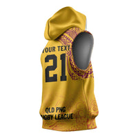 Queensland Papua New Guinea Custom Sleeveless Hoodie All Gold Pacific PNG Tribal Style - Polynesian Pride