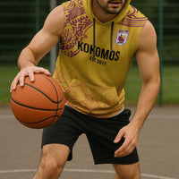 Queensland Papua New Guinea Custom Sleeveless Hoodie All Gold Pacific PNG Tribal Style - Polynesian Pride