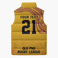 Queensland Papua New Guinea Custom Sleeveless Puffer Jacket All Gold Pacific PNG Tribal Style LT9 - Polynesian Pride