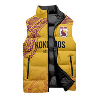 Queensland Papua New Guinea Custom Sleeveless Puffer Jacket All Gold Pacific PNG Tribal Style LT9 - Polynesian Pride