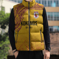 Queensland Papua New Guinea Custom Sleeveless Puffer Jacket All Gold Pacific PNG Tribal Style LT9 - Polynesian Pride