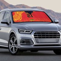 Queensland Papua New Guinea Custom Auto Sun Shade All Red Pacific PNG Tribal Style LT9 - Polynesian Pride