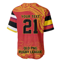 Queensland Papua New Guinea Custom Baseball Jersey All Red Pacific PNG Tribal Style