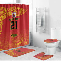 Queensland Papua New Guinea Custom Bathroom Set All Red Pacific PNG Tribal Style LT9 Bathroom Set (4 pcs) Red - Polynesian Pride