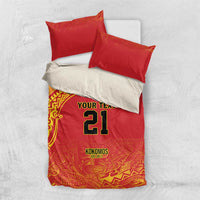 Queensland Papua New Guinea Custom Bedding Set All Red Pacific PNG Tribal Style