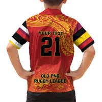 Queensland Papua New Guinea Custom Family Matching Short Sleeve Bodycon Dress and Hawaiian Shirt All Red Pacific PNG Tribal Style