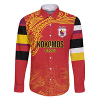 Queensland Papua New Guinea Custom Family Matching Short Sleeve Bodycon Dress and Hawaiian Shirt All Red Pacific PNG Tribal Style