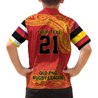 Queensland Papua New Guinea Custom Family Matching Summer Maxi Dress and Hawaiian Shirt All Red Pacific PNG Tribal Style