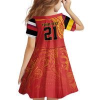 Queensland Papua New Guinea Custom Family Matching Summer Maxi Dress and Hawaiian Shirt All Red Pacific PNG Tribal Style