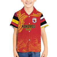 Queensland Papua New Guinea Custom Family Matching Summer Maxi Dress and Hawaiian Shirt All Red Pacific PNG Tribal Style