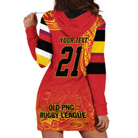 Queensland Papua New Guinea Custom Hoodie Dress All Red Pacific PNG Tribal Style