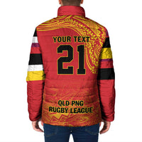 Queensland Papua New Guinea Custom Padded Jacket All Red Pacific PNG Tribal Style LT9 - Polynesian Pride