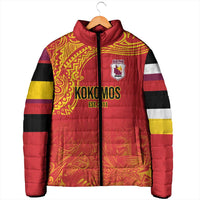 Queensland Papua New Guinea Custom Padded Jacket All Red Pacific PNG Tribal Style LT9 - Polynesian Pride
