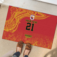 Queensland Papua New Guinea Custom Rubber Doormat All Red Pacific PNG Tribal Style