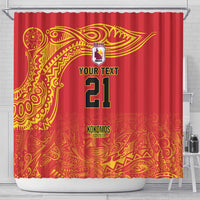 Queensland Papua New Guinea Custom Shower Curtain All Red Pacific PNG Tribal Style