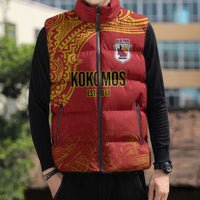 Queensland Papua New Guinea Custom Sleeveless Puffer Jacket All Red Pacific PNG Tribal Style LT9 - Polynesian Pride