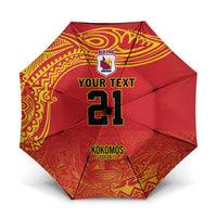 Queensland Papua New Guinea Custom Umbrella All Red Pacific PNG Tribal Style LT9 One Size Folded 11.42 inch Opened Diameter 37.4 inch Red - Polynesian Pride
