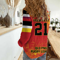 Queensland Papua New Guinea Custom Women Casual Shirt All Red Pacific PNG Tribal Style