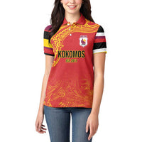 Queensland Papua New Guinea Custom Women Polo Shirt All Red Pacific PNG Tribal Style