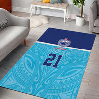 Queensland Samoa Custom Area Rug Blue Pacific Polynesian Tribal Pattern
