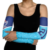 Queensland Samoa Custom Arm Sleeves Blue Pacific Polynesian Tribal Pattern - Polynesian Pride
