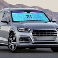 Queensland Samoa Custom Auto Sun Shade Blue Pacific Polynesian Tribal Pattern - Polynesian Pride