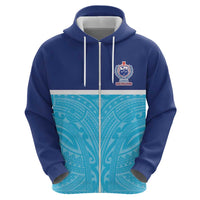 Queensland Samoa Custom Hoodie Blue Pacific Polynesian Tribal Pattern