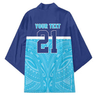 Queensland Samoa Custom Kimono Blue Pacific Polynesian Tribal Pattern - Polynesian Pride