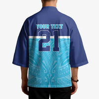 Queensland Samoa Custom Kimono Blue Pacific Polynesian Tribal Pattern - Polynesian Pride