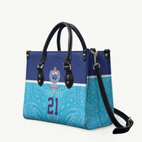Queensland Samoa Custom Leather Bag Blue Pacific Polynesian Tribal Pattern - Polynesian Pride