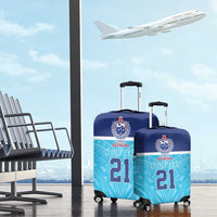Queensland Samoa Custom Luggage Cover Blue Pacific Polynesian Tribal Pattern