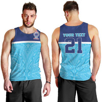 Queensland Samoa Custom Men Tank Top Blue Pacific Polynesian Tribal Pattern