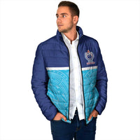 Queensland Samoa Custom Padded Jacket Blue Pacific Polynesian Tribal Pattern - Polynesian Pride