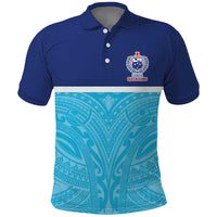 Queensland Samoa Custom Polo Shirt Blue Pacific Polynesian Tribal Pattern