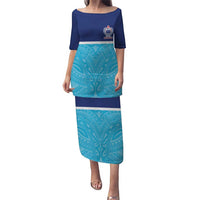Queensland Samoa Custom Puletasi Blue Pacific Polynesian Tribal Pattern