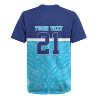 Queensland Samoa Custom Rugby Jersey Blue Pacific Polynesian Tribal Pattern