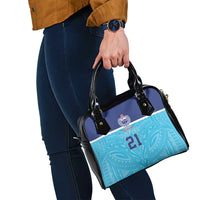 Queensland Samoa Custom Shoulder Handbag Blue Pacific Polynesian Tribal Pattern