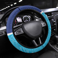 Queensland Samoa Steering Wheel Cover Blue Pacific Polynesian Tribal Pattern