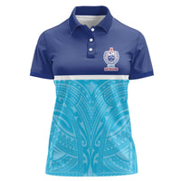 Queensland Samoa Custom Women Polo Shirt Blue Pacific Polynesian Tribal Pattern