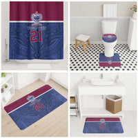 Queensland Samoa Custom Bathroom Set Maroon-Blue Pacific Polynesian Tribal Pattern LT9 - Polynesian Pride